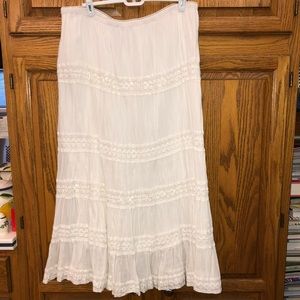 Flowy White Boho Maxi Skirt!